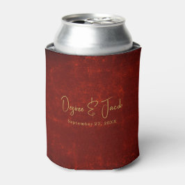 Enfriador De Latas Elegante Navidades Rústicos de la Textura Roja Gol