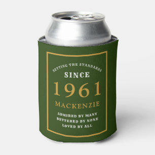 Enfriador De Latas Elegante Oro Verde Personalizado 60 cumpleaños 19
