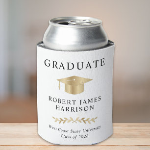 Enfriador De Latas Elegante Partido de Graduación Blanca de Grado de