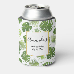 Enfriador De Latas Elegante patrón de hojas tropicales verdes