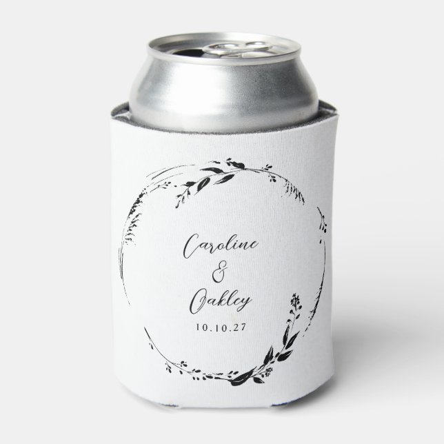 Enfriador De Latas Elegante Personalizado Boda de floral blanca blanc (Lata Anverso)