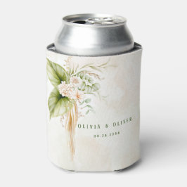 Enfriador De Latas Elegante Personalizado Boda de Olive Green y Gold