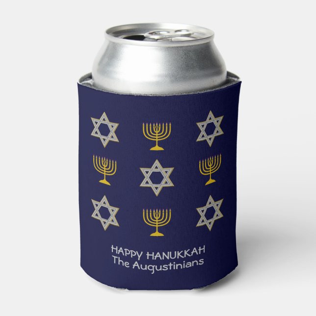 Enfriador De Latas Elegante Personalizado de la Marina Hanukkah (Lata Anverso)