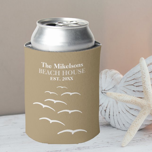 Enfriador De Latas Elegante Personalizado Nautical Beach House (Subido por el creador)