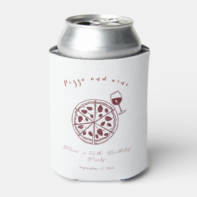 Enfriador De Latas Elegante pizza y cumpleaños de vino (Lata Anverso)