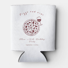 Enfriador De Latas Elegante pizza y cumpleaños de vino