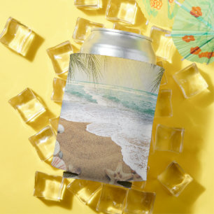 Enfriador De Latas Elegante Playa De Sunshine Y Océano Azul