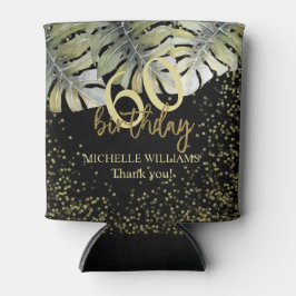 Enfriador De Latas Elegante Purpurina Gold Palm Calligraphy Cumpleaño