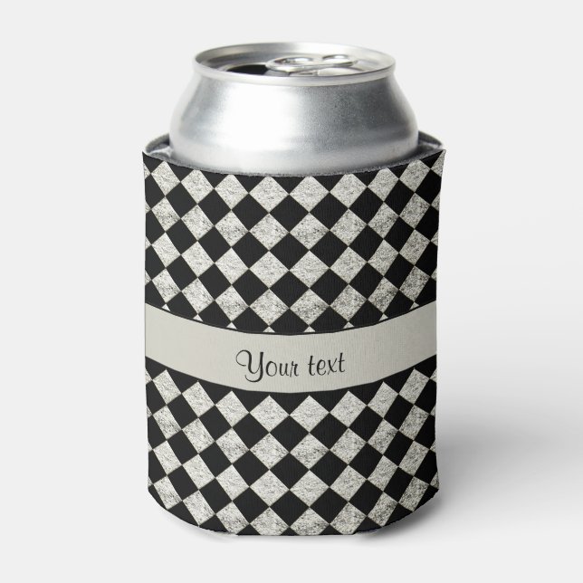 Enfriador De Latas Elegante Purpurina negro y plateado (Lata Anverso)