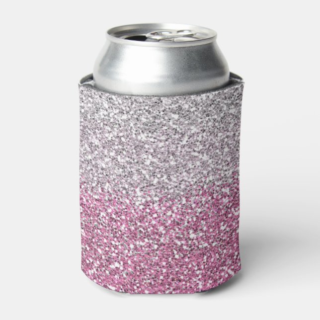 Enfriador De Latas Elegante Purpurina rosado (Lata Anverso)