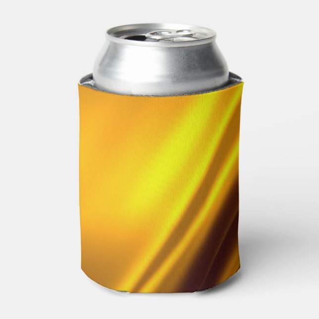 Enfriador De Latas Elegante rayado de satén dorado (Lata Anverso)