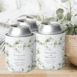 Enfriador De Latas Elegante regalo de Boda de Eucalyptus Monograma