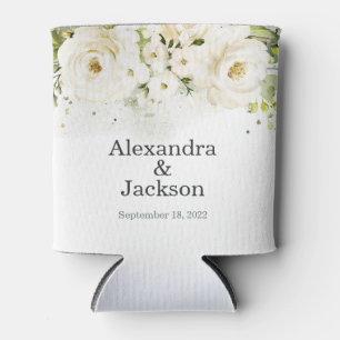 Enfriador De Latas Elegante Rosa Blanca y Boda moderno Gold