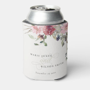 Enfriador De Latas Elegante Rosa Dusky Rubor Boda Floral de Flor Silv