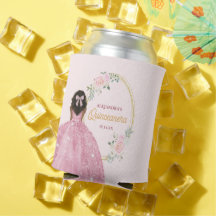 Elegante Rosa Rosa de acuarela de oro Quinceanera