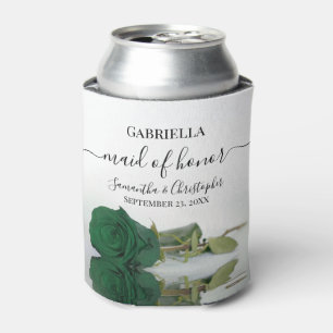 Enfriador De Latas Elegante Rosa verde esmeralda sirvienta de Boda de