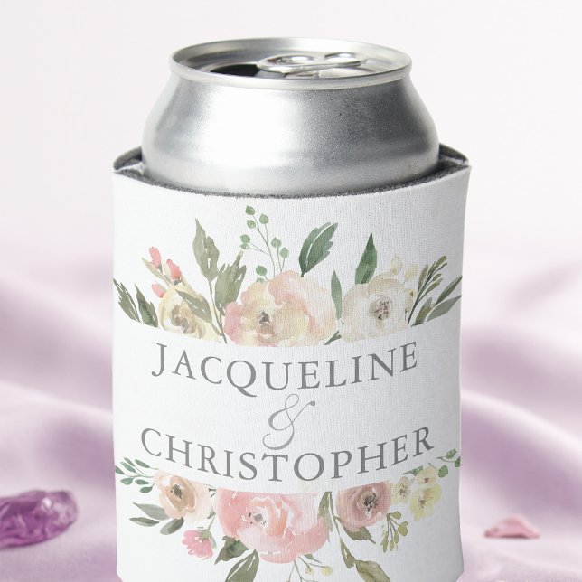 Enfriador De Latas Elegante Rubor Floral Rosa Peony Spring Wedding (Subido por el creador)