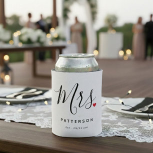 Enfriador De Latas Elegante Sra. Apellido y Fecha de Boda