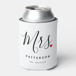 Enfriador De Latas Elegante Sra. Personalizado Apellido y Boda de cit