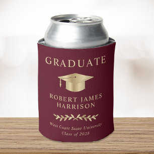 Enfriador De Latas Elegante Tapa de Graduado Burgundy Fiesta de Gradu