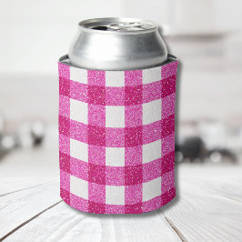Enfriador De Latas Elegante Tartán de Purpurina Rosa de San Valentín 