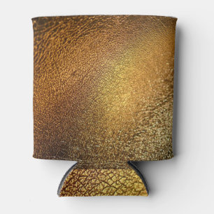 Enfriador De Latas Elegante textura dorada de cuero brillante