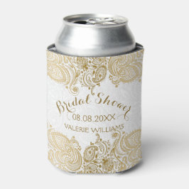 Enfriador De Latas Elegante Y Blanco Paisley Lace