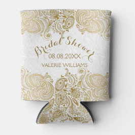 Enfriador De Latas Elegante Y Blanco Paisley Lace