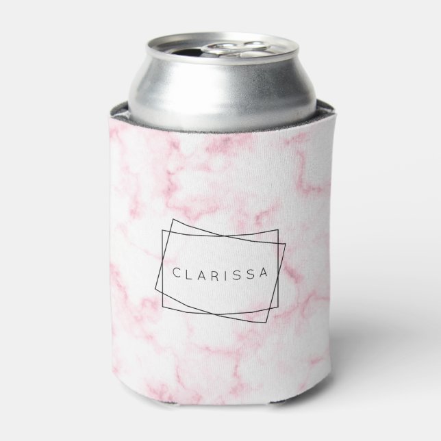 Enfriador De Latas elegante y moderno mármol rosa y blanco (Lata Anverso)