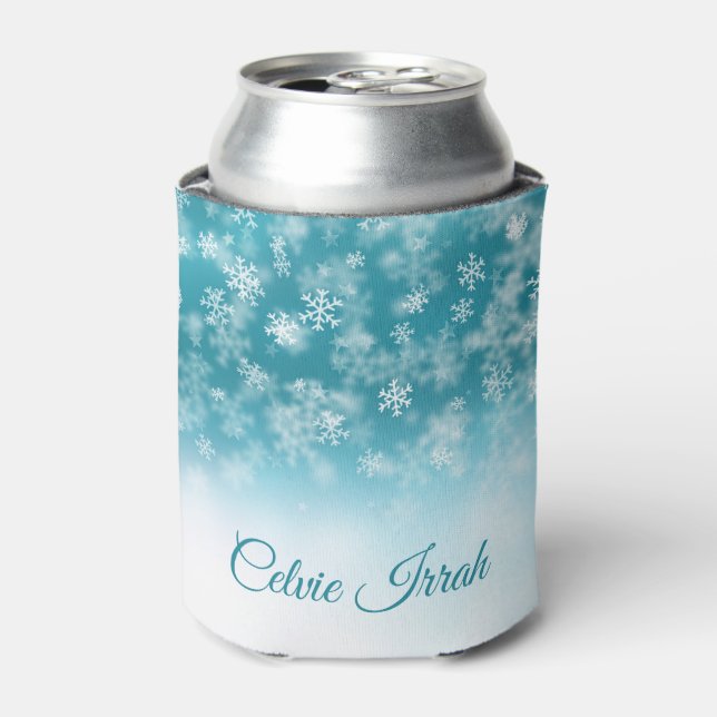 Enfriador De Latas Elegantes copos de nieve personalizados | REFRIGER (Lata Anverso)