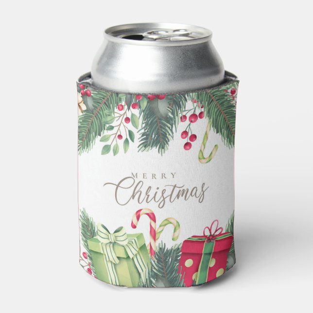 Enfriador De Latas Elegantes Navidades de decoración festiva de acuar (Lata Anverso)
