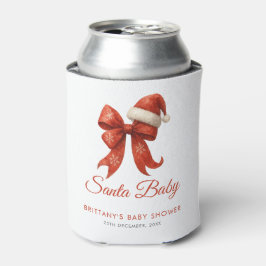 Enfriador De Latas Elegantes Navidades de Santa Baby Shower Red Bow