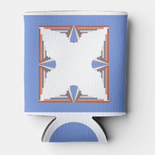 Enfriador De Latas Elementos Art Decó en oro y azul rosa