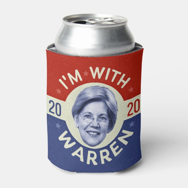 Enfriador De Latas Elizabeth Warren Presidente 2020 Demócrata Pic Ret (Lata Anverso)