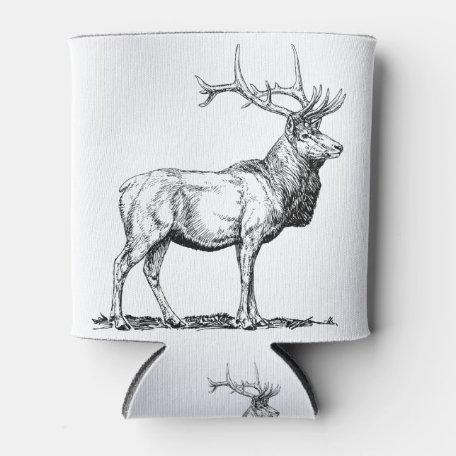 Enfriador De Latas Elk Moose Deer Head Animal Hunting Antlers (Anverso)