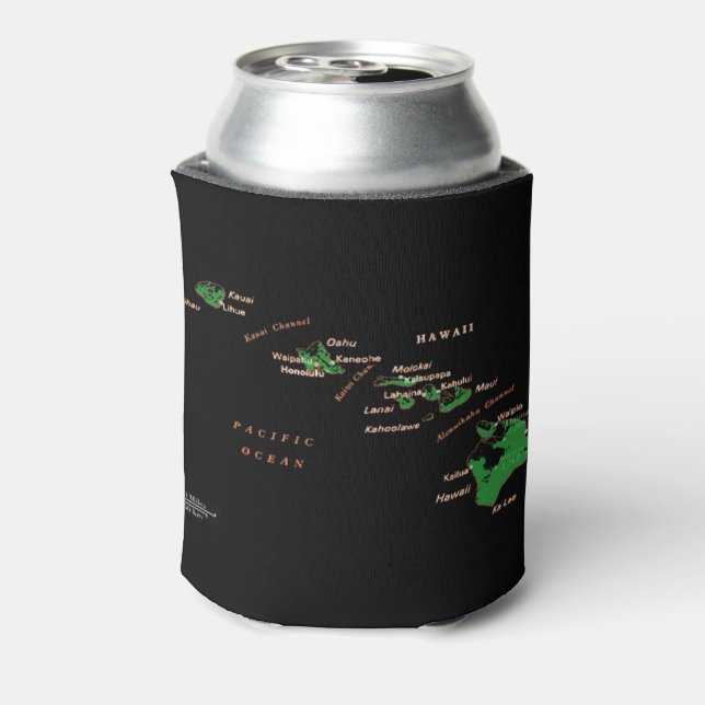 Enfriador De Latas Embalaje de botellas de mapa de la isla de Hawái (Reverso de la lata)