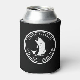 Enfriador De Latas Emblema de pesca personalizado blanco y negro