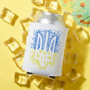 Enfriador De Latas Emblema ucraniano trident tryzub esparce corazones