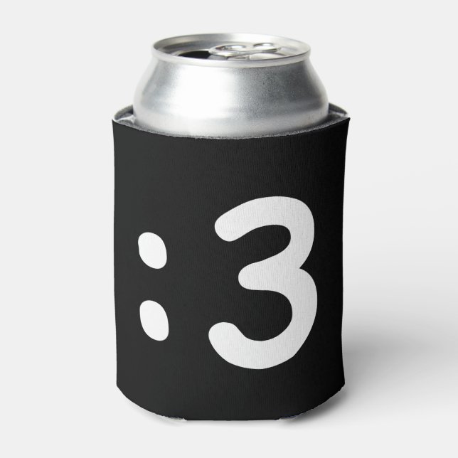 Enfriador De Latas Emoticon de cara de gato :3 Refrigerador de bebida (Lata Anverso)