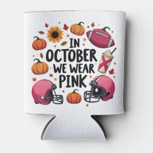Enfriador De Latas En octubre usamos fútbol de cáncer de mama rosado