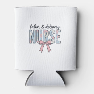 Enfriador De Latas Enfermera de Labor y Parto Bow Floral Camiseta Vin