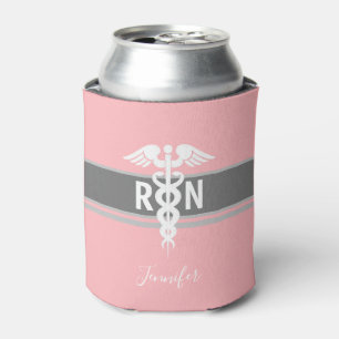 Enfriador De Latas Enfermera Médica Caduceus Rosa Personalizada
