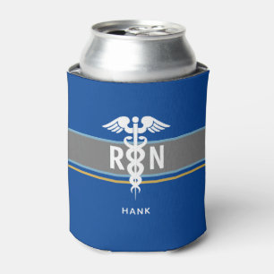 Enfriador De Latas Enfermera registrada RN Simple Blue Personalizada