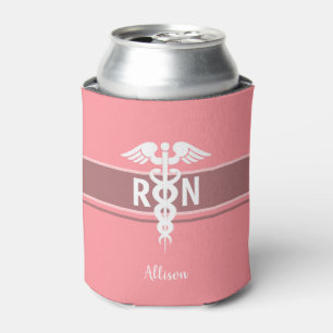 Enfriador De Latas Enfermera rosa con escritura RN personalizada 