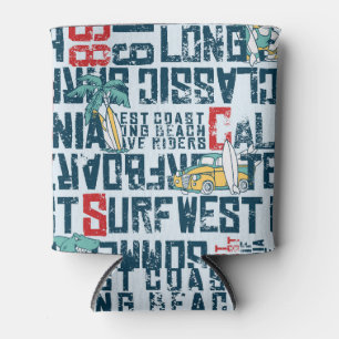 Enfriador De Latas Equipo de Surf de California: Grunge Seamless Patt