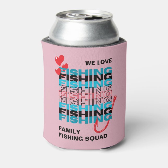 Enfriador De Latas Equipo PESQUERO AMOR A LA Familia Escuadrón Rosa (Reverso de la lata)