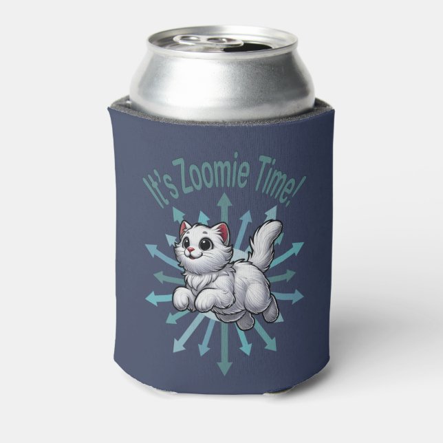 Enfriador De Latas Es el gato blanco de la época de Zoomie (Reverso de la lata)