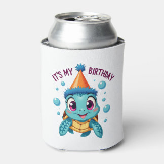 Enfriador De Latas Es Mi Cumpleaños Tortuga Marina Lindo Cumpleaños O