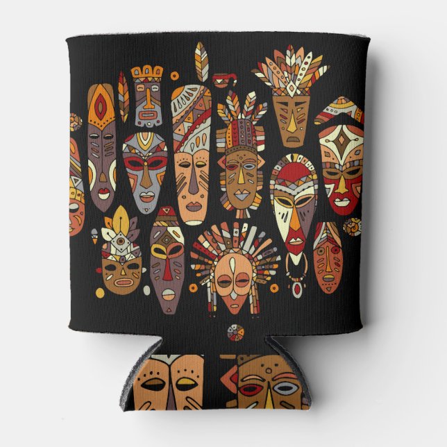 Enfriador De Latas Esbozos étnicos de la máscara tribal (Anverso)
