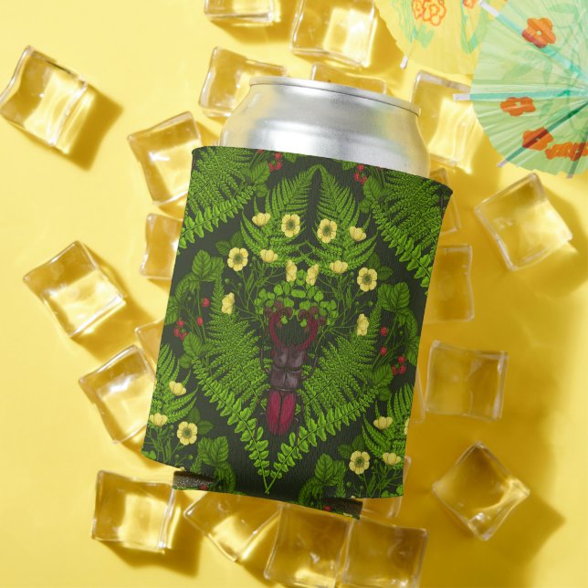 Enfriador De Latas Escarabajo y helechos, hojas verdes (Verano in situ)